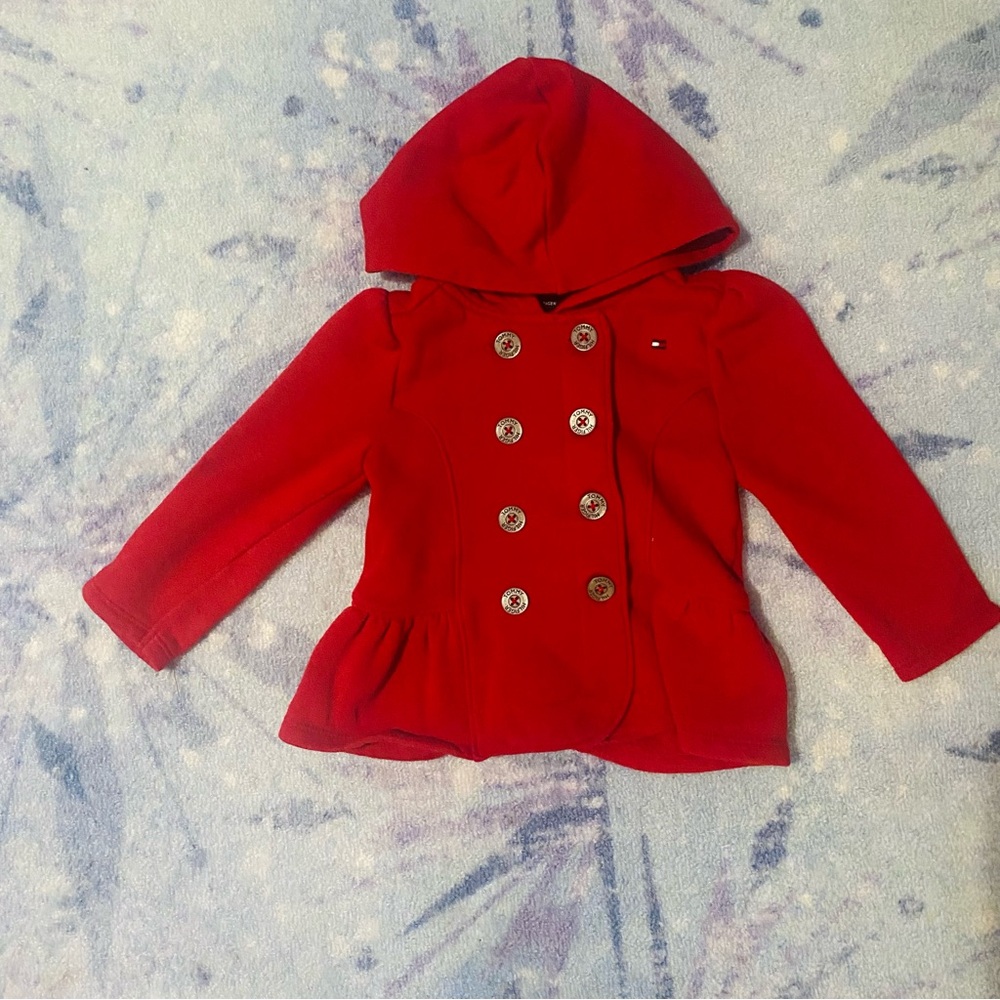 Tommy Hilfiger TH Red Double-Breasted Hooded Jacket 18M